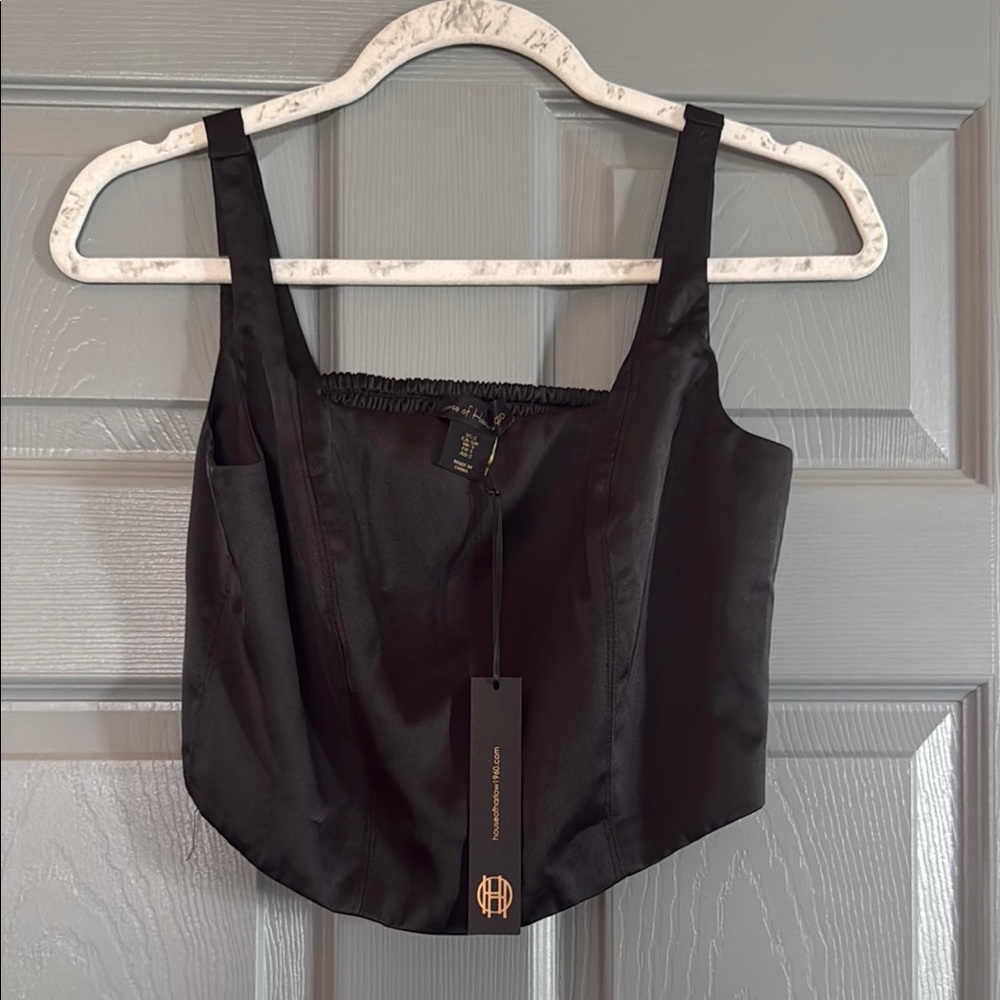 House of Harlow 1960 Black Sleeveless Bustier Tank Top